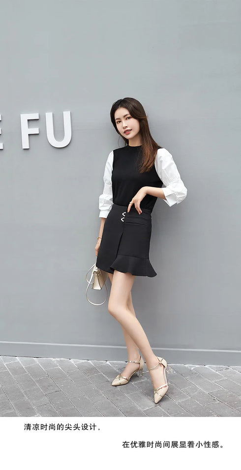 Elegant Slip-On High Heels for Women - Solid Sexy Sandals with Buckle and Sequin Design for Parties and Nightclubs